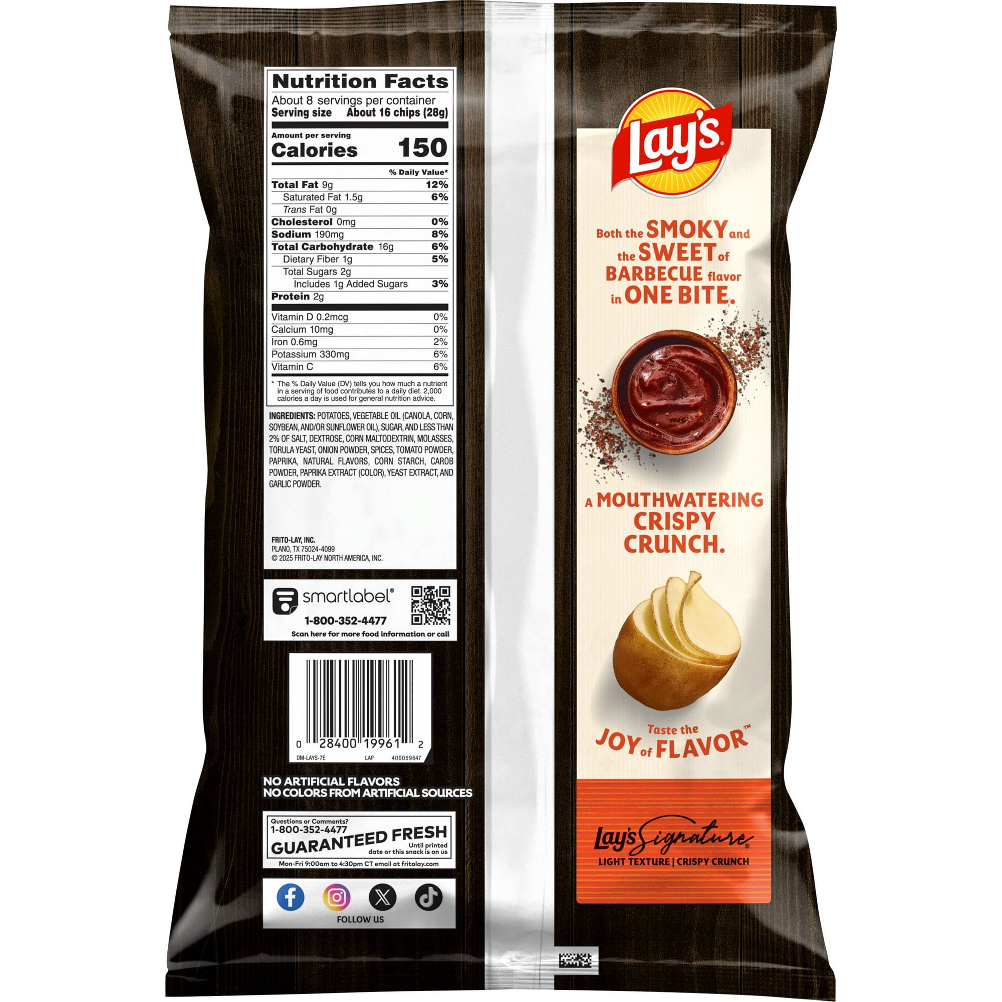 Lay's Barbecue Flavored Potato Chips 7.75 Ounce Bag