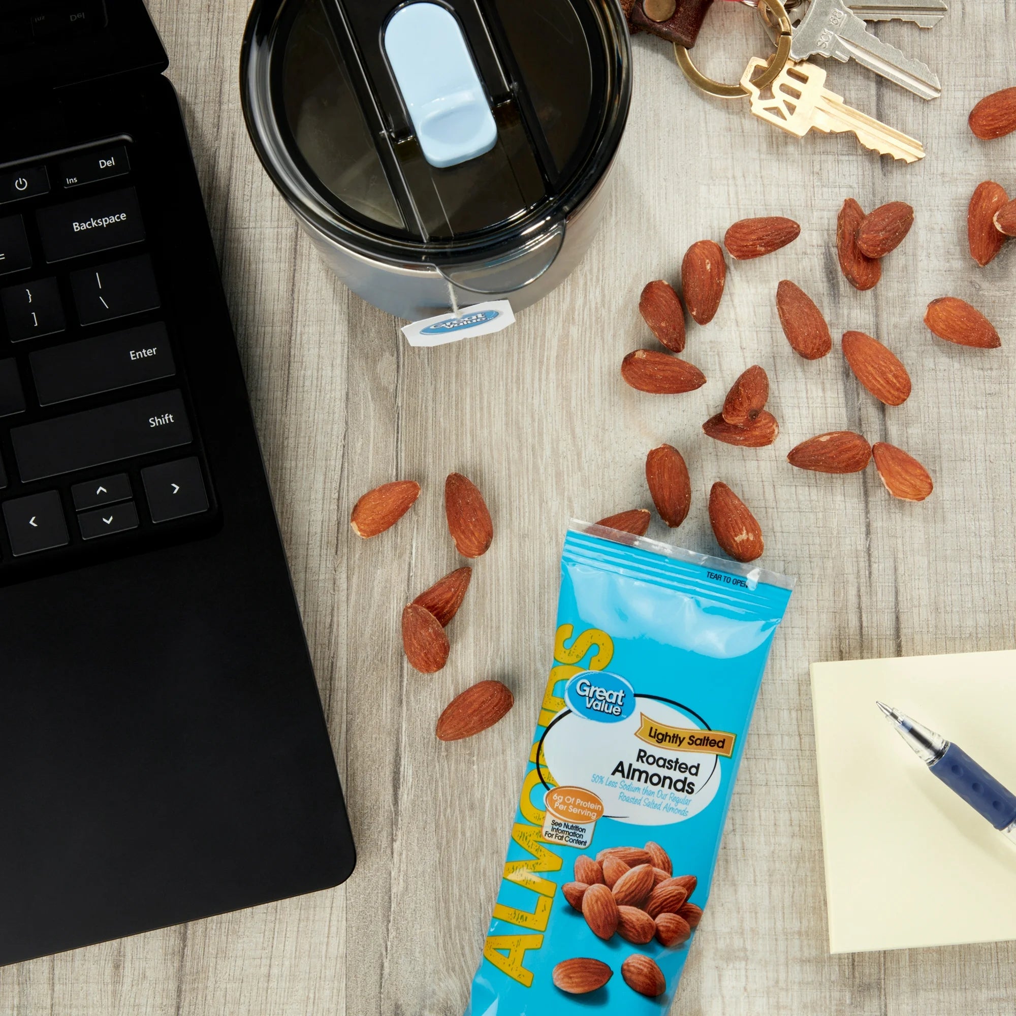 Great Value Lightly Salted Roasted Almonds, 1 oz, 8 Count