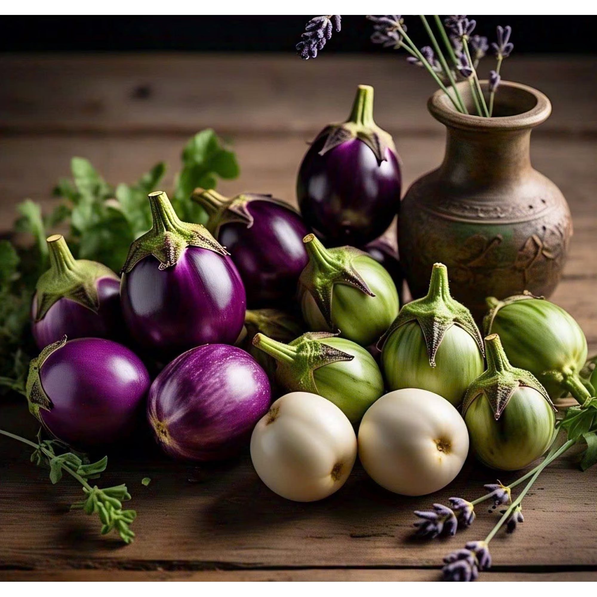 100 Round Eggplant Mix Plant Seeds, Non-GMO, High-Quality by Mai's Family