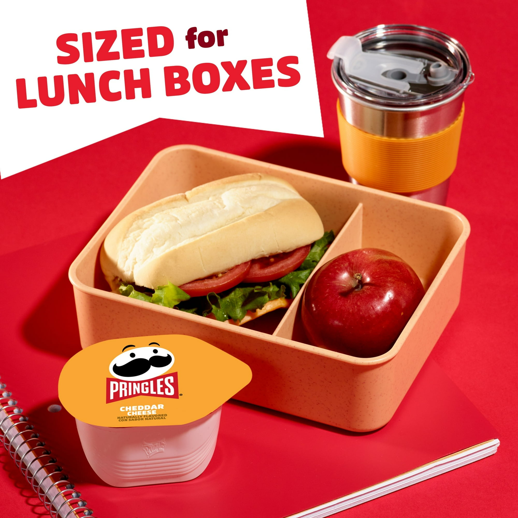 Pringles Cheddar Cheese Potato Crisps Chips, Lunch Snacks, 12 Count