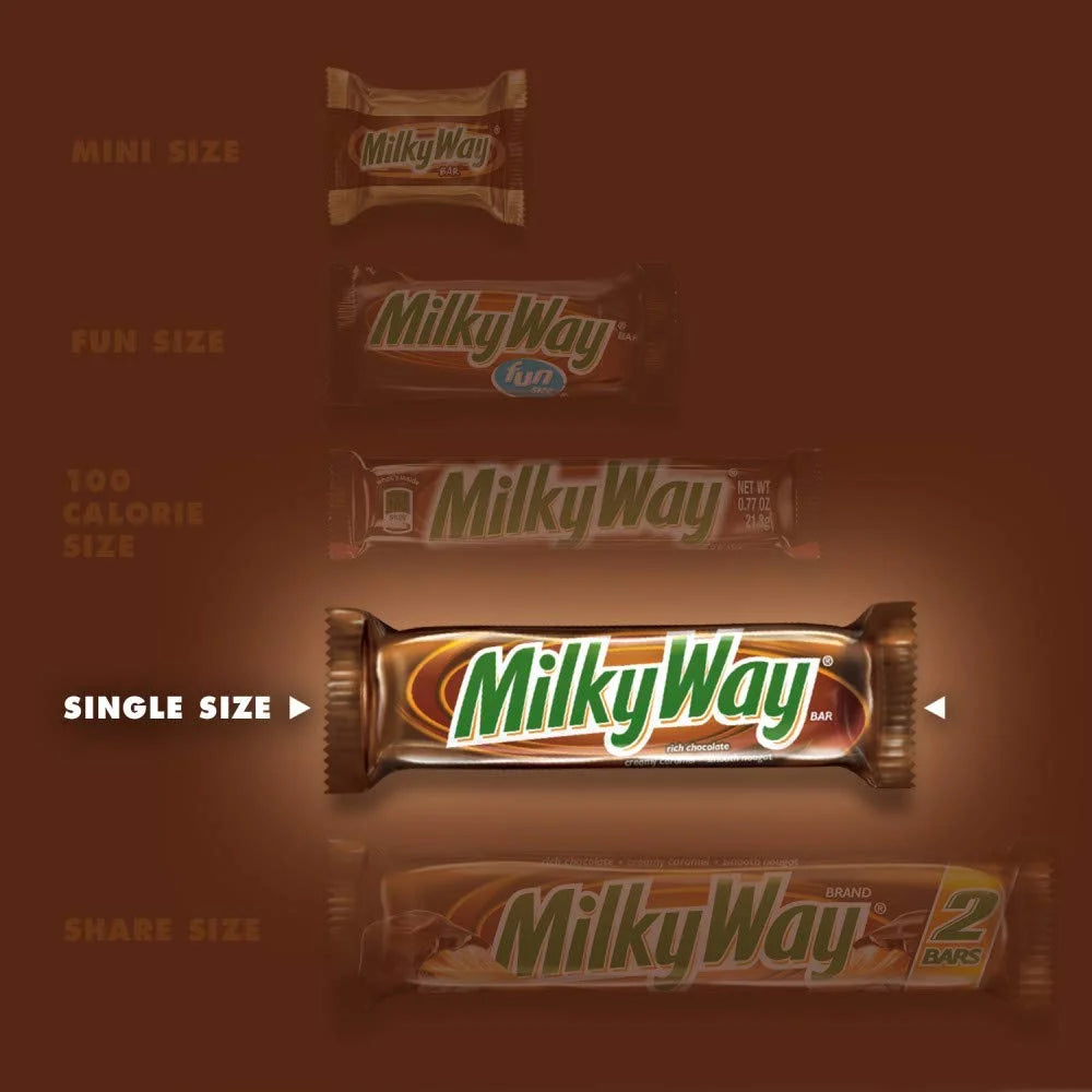 MILKY WAY Milk Chocolate Singles Size Candy Bars 1.84-Ounce 36-Count Box, Set of 3