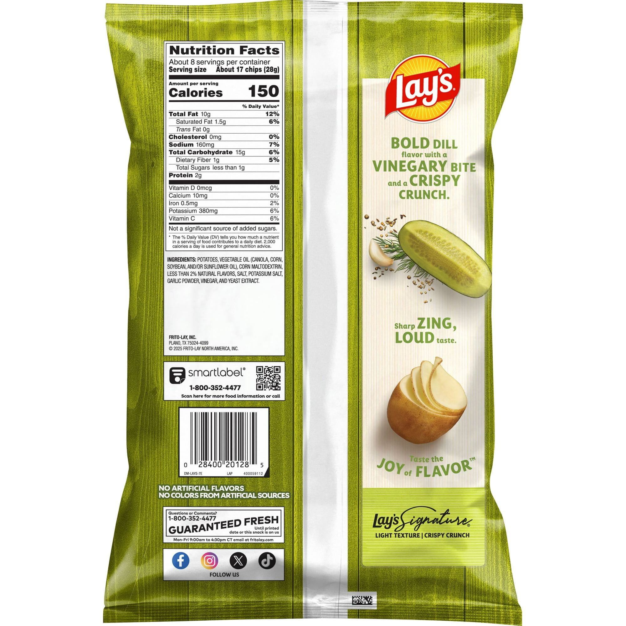 Lay's Dill Pickle Potato Snack Chips, 7.75 oz Bag