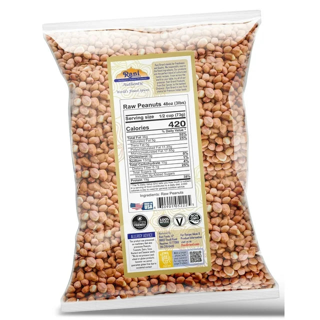 Rani Raw Red-Skin Peanuts 3lbs (48oz) – Vegan & Gluten-Free
