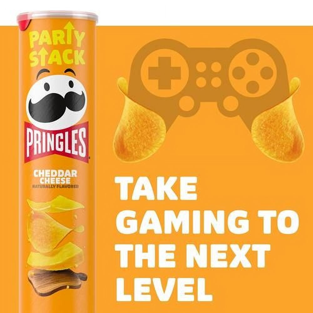 Pringles Potato Crisps Chips, Lunch Snacks, On-The-Go Snacks, Party Stack, Cheddar Cheese, 7.1Oz Can (1 Can) - Pack of 2