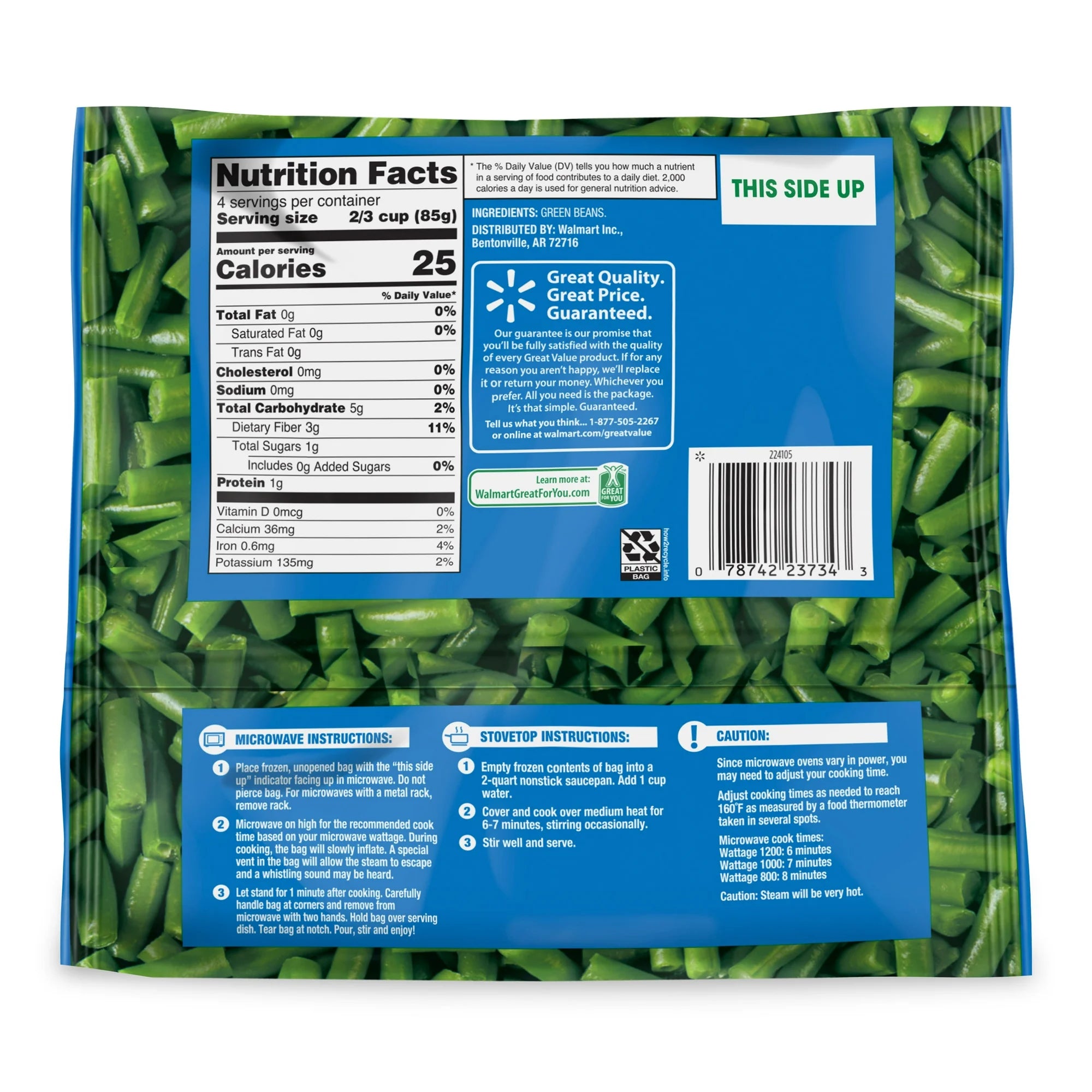 Great Value Cut Green Beans, 12 oz Bag (Frozen)