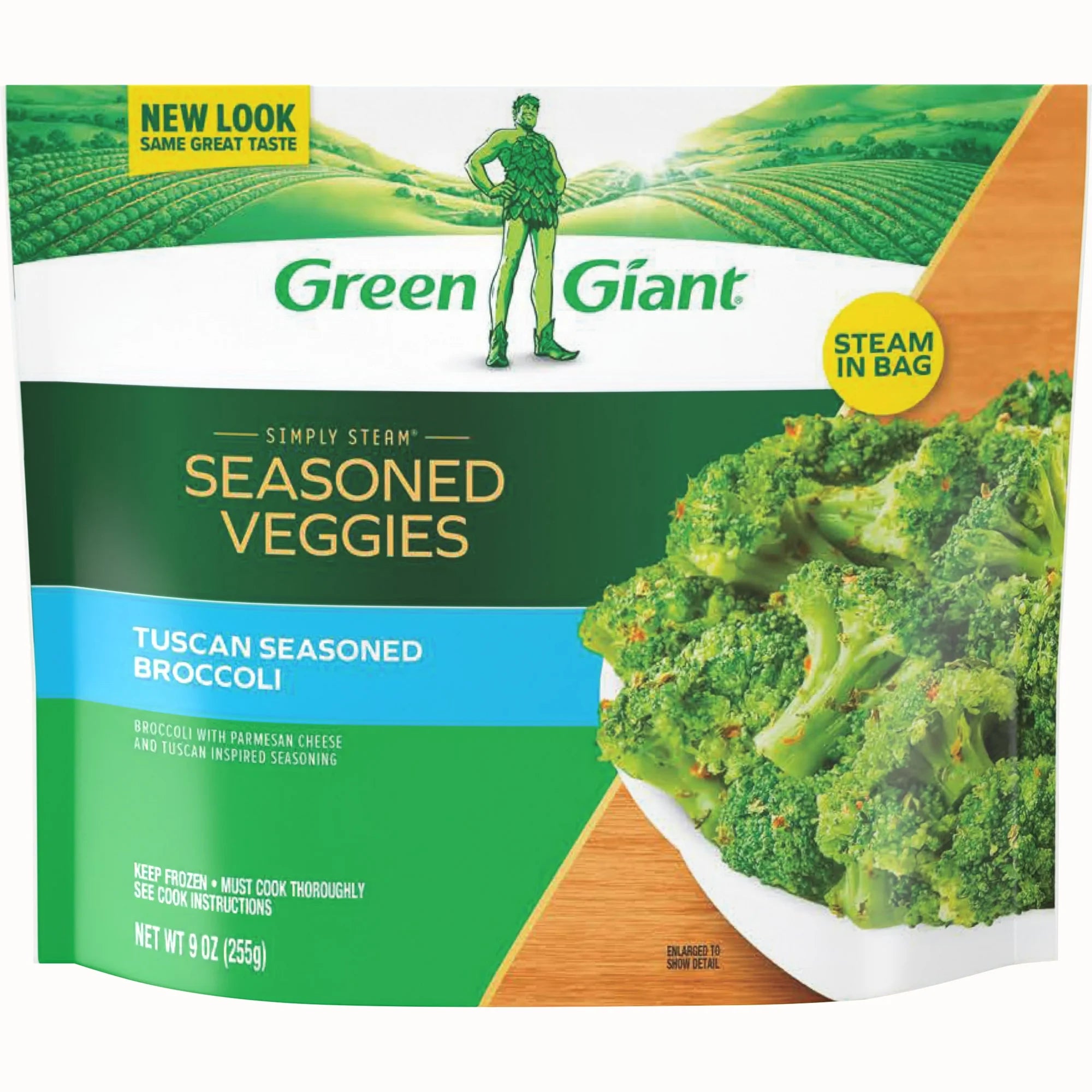 (2 pack) Green Giant Simply Steam Tuscan Seasoned Broccoli, 9 oz Bag (Frozen Vegetables)