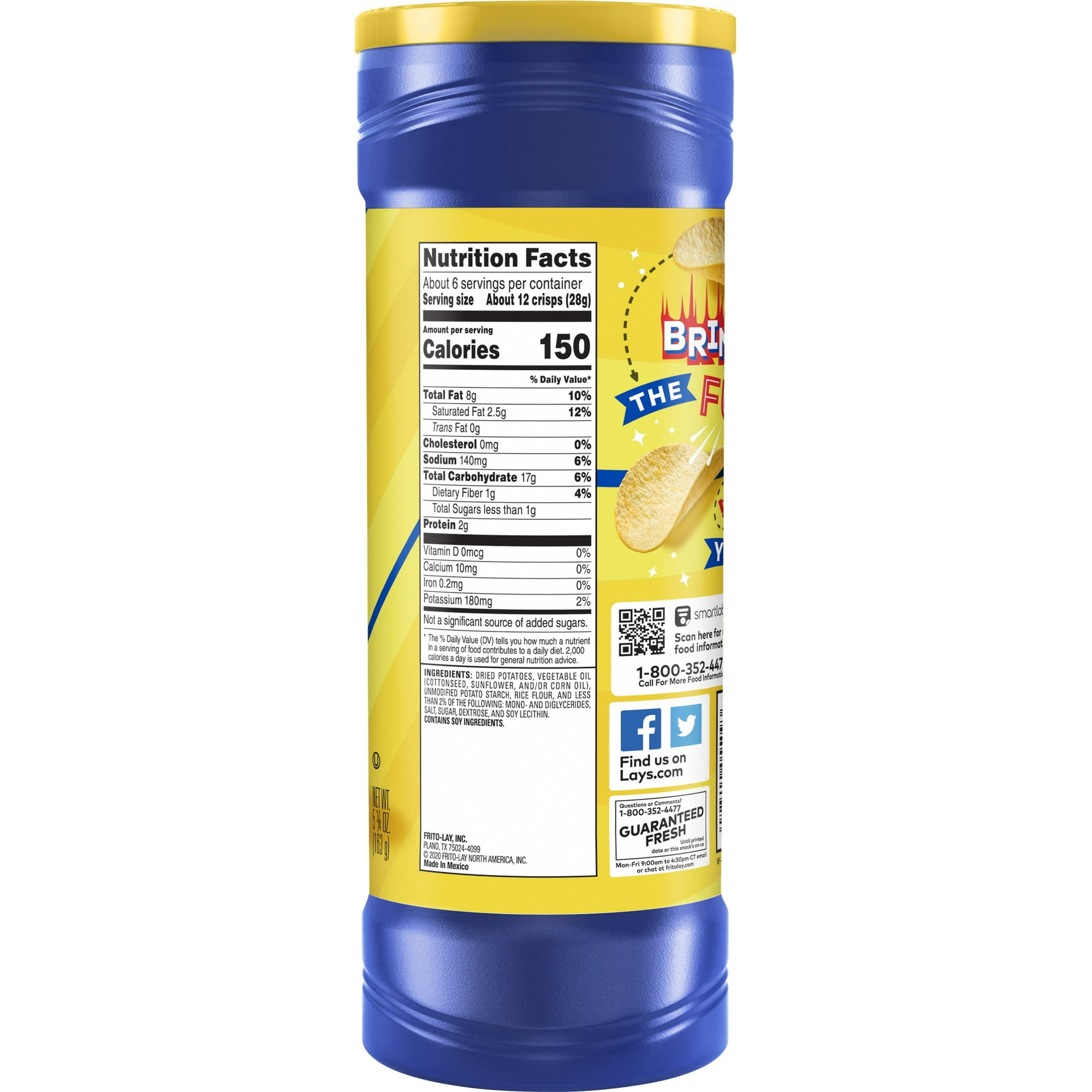 Lay's Stax Original Potato Chips, 5.75 oz, Plastic Canister