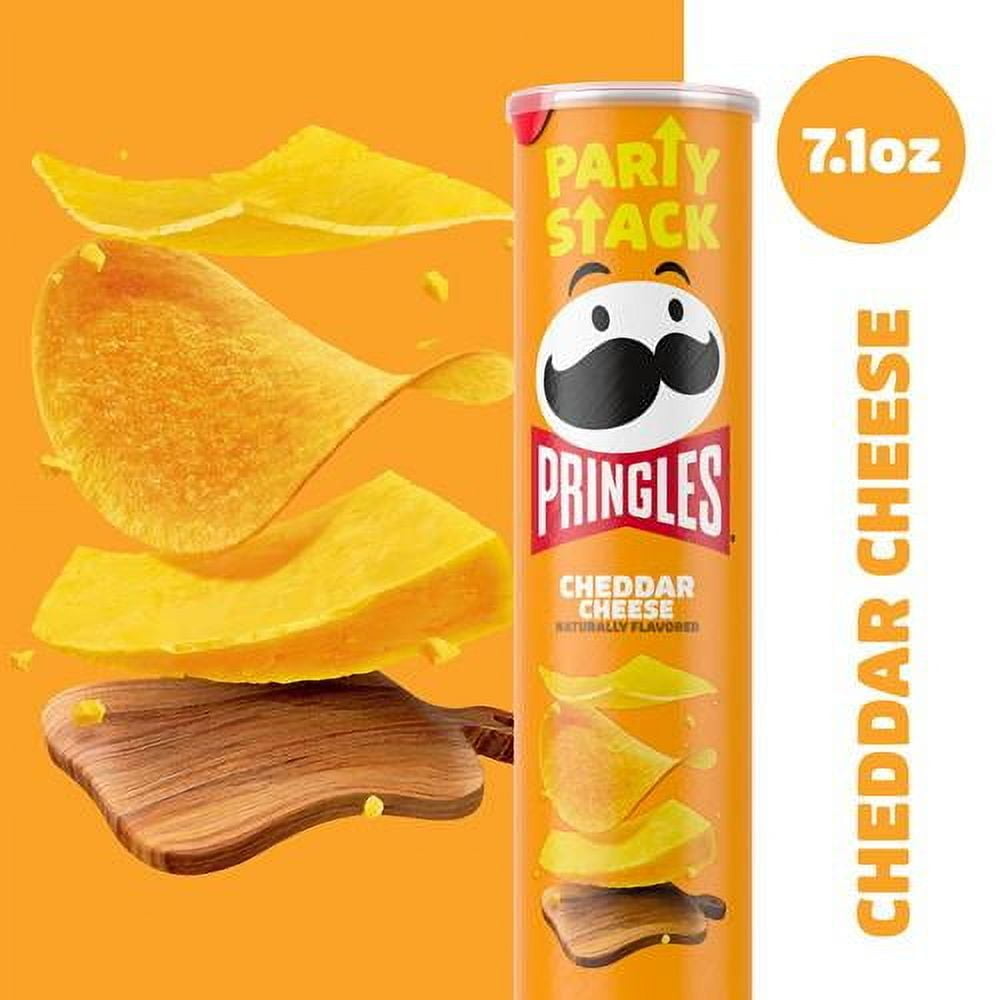 Pringles Potato Crisps Chips, Lunch Snacks, On-The-Go Snacks, Party Stack, Cheddar Cheese, 7.1Oz Can (1 Can) - Pack of 2