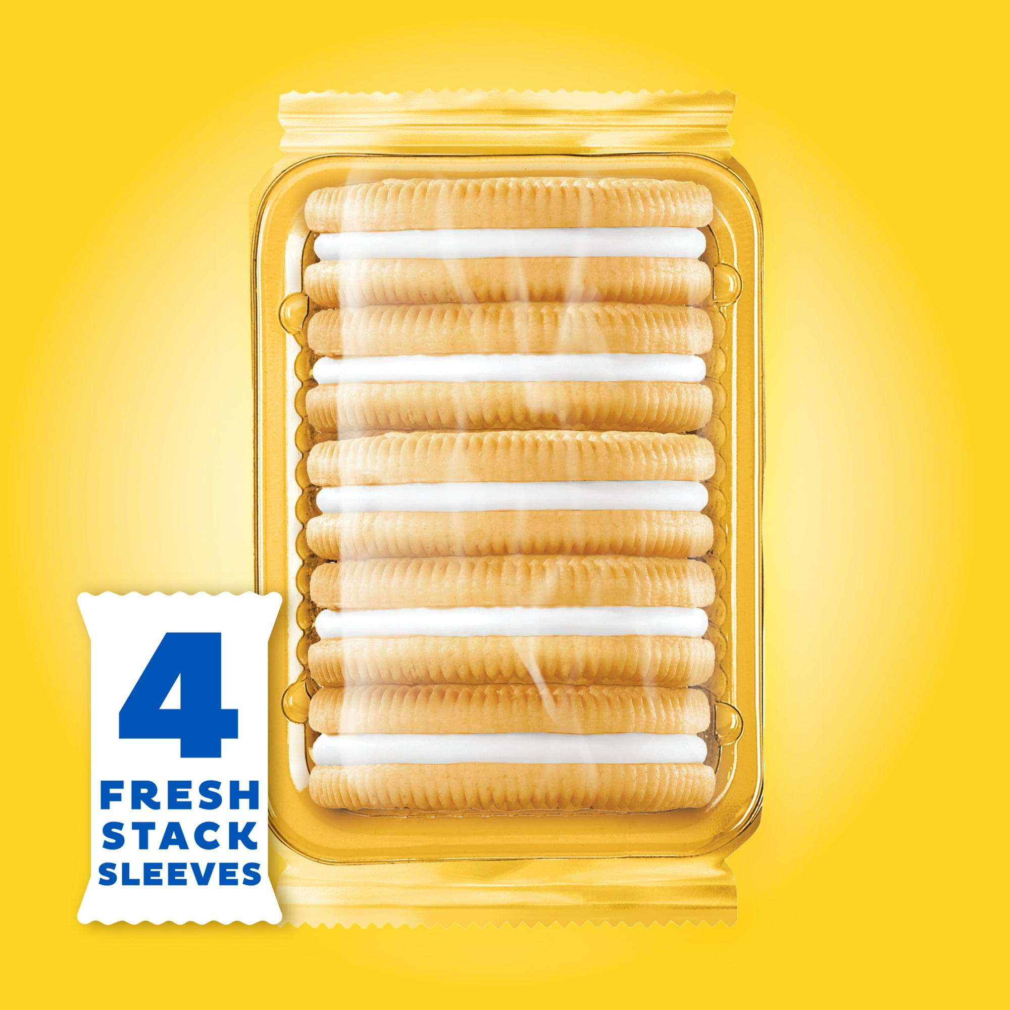 OREO Fresh Stacks Golden Sandwich Cookies, Travel Snacks, 8.05 oz (4 Multi Snack Packs)