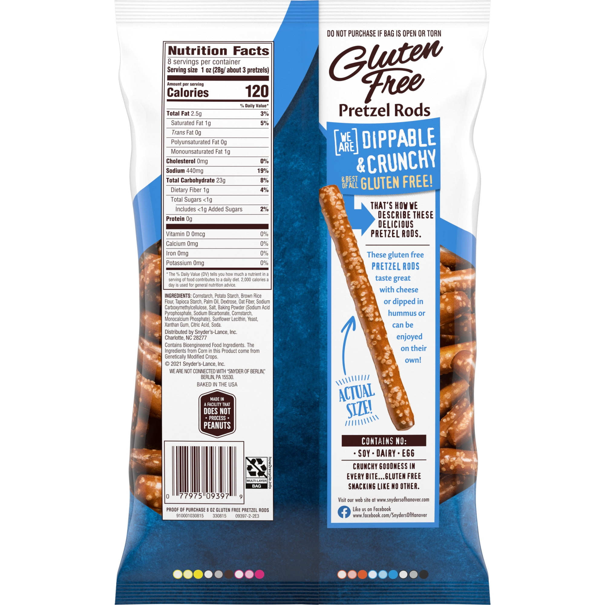 Snyder's of Hanover Gluten Free Pretzels, Gluten Free Rods, 8 oz