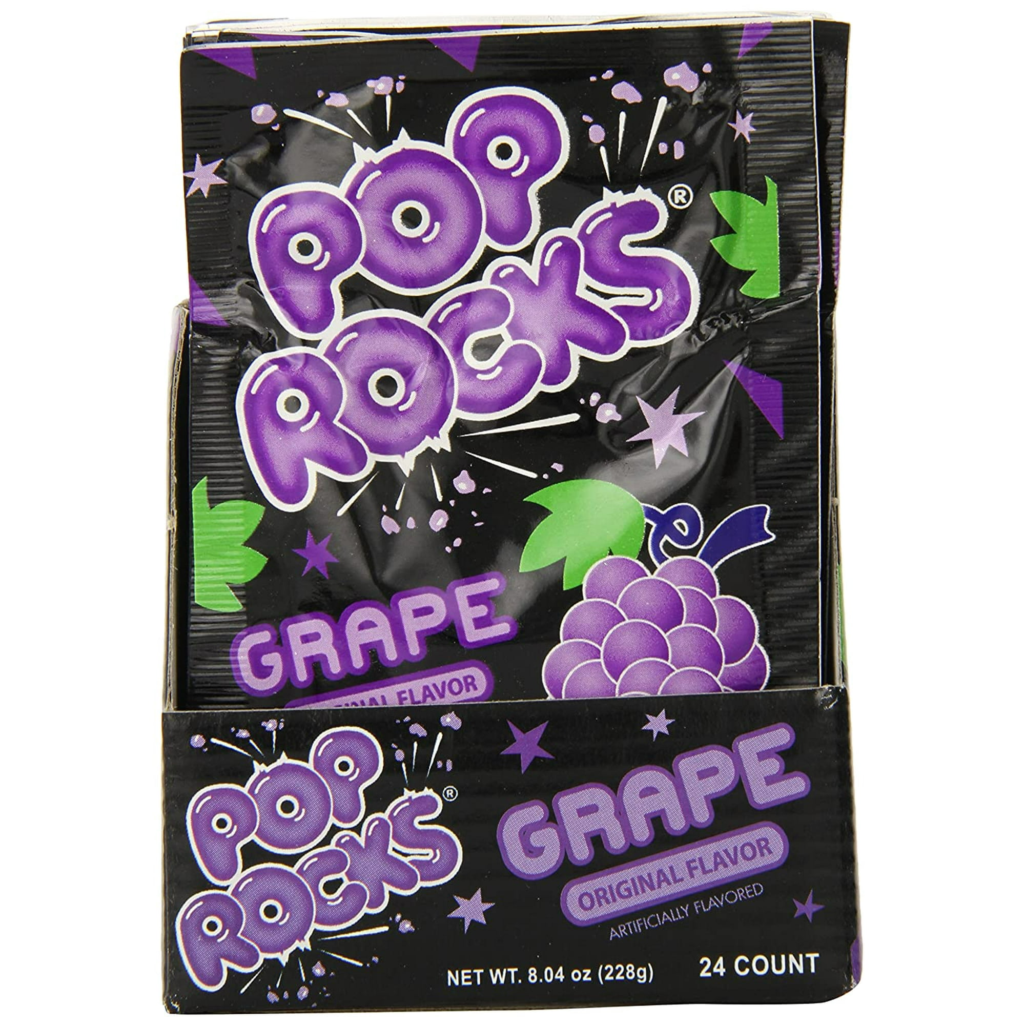 POP ROCKS Popping Candy, Grape, 0.33 oz, 24 Count