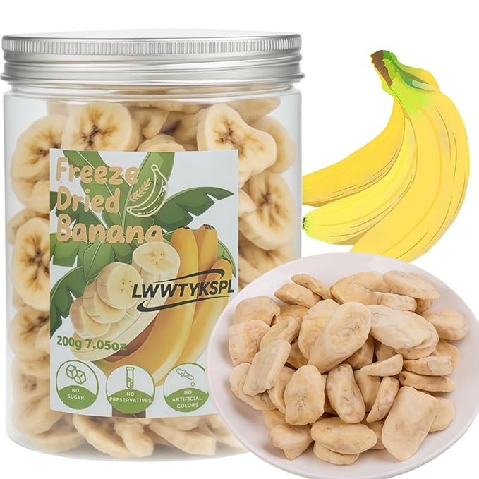 Natural Foods Freeze-Dried Banana Slices, 200g 7.05oz Crispy Ripe Bananas for Energy