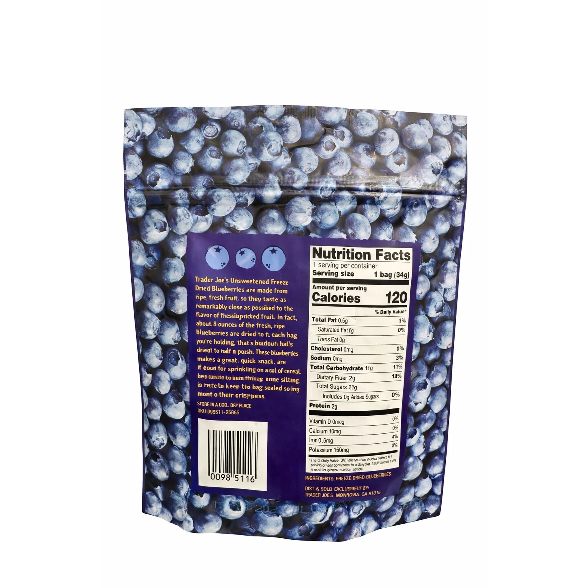 Trader Joe's Freeze Dried Blueberries 1.2 oz (Pack of 1)