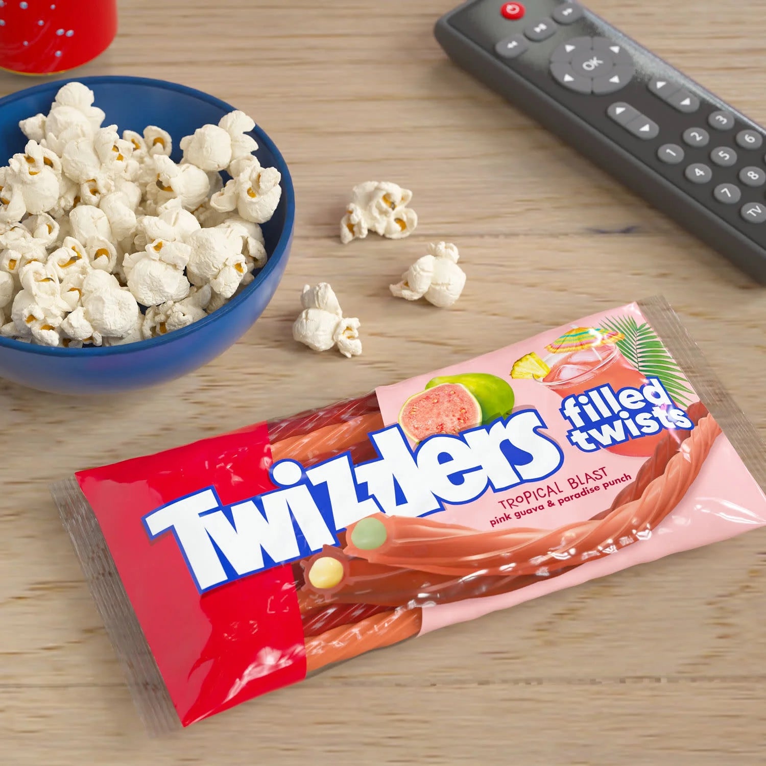 Twizzlers Filled Twists Tropical Blast Fruit Flavored Licorice Style Candy, Bag 11 oz