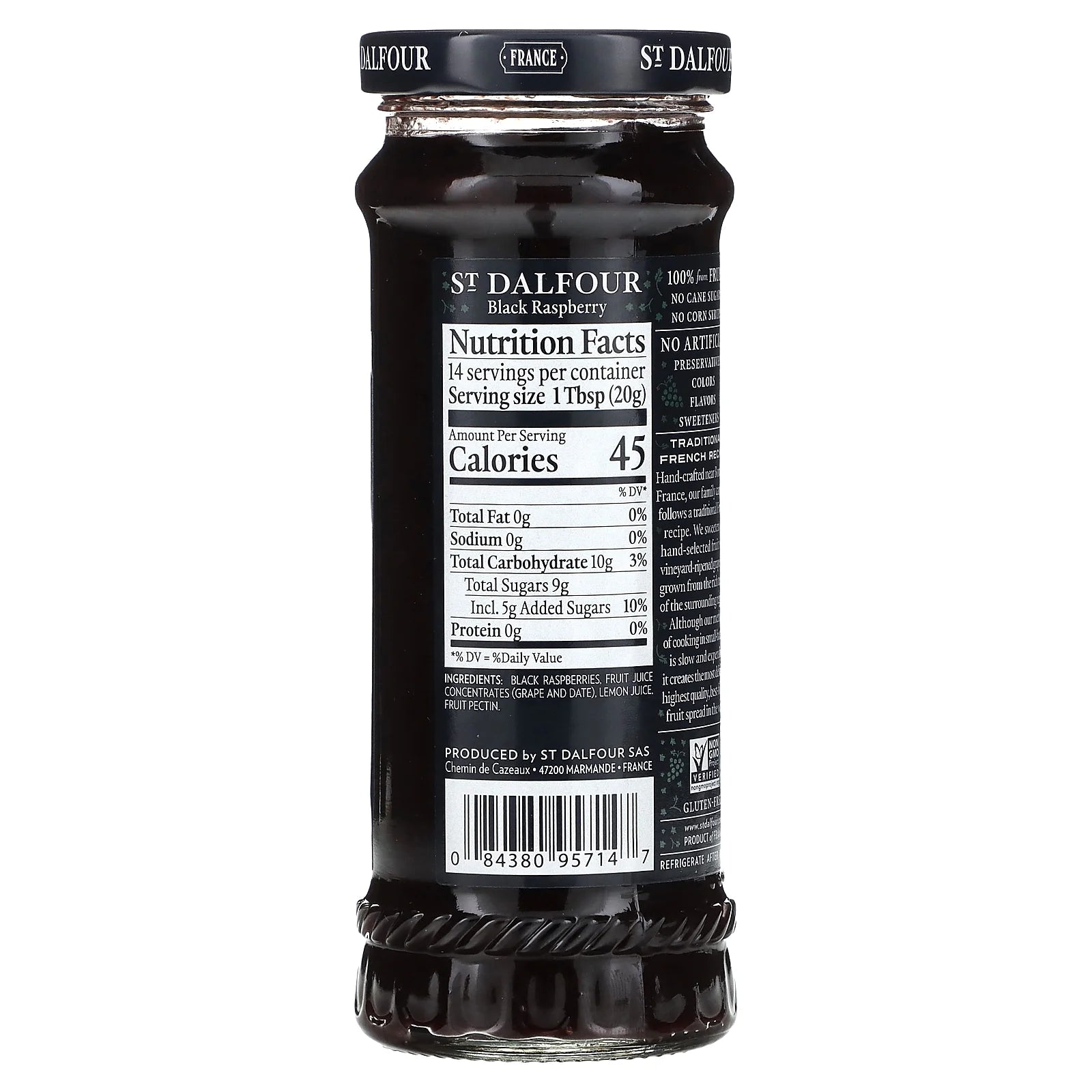 St Dalfour Fruit Spread Deluxe 100 Percent Fruit Black Raspberry, 10 Oz