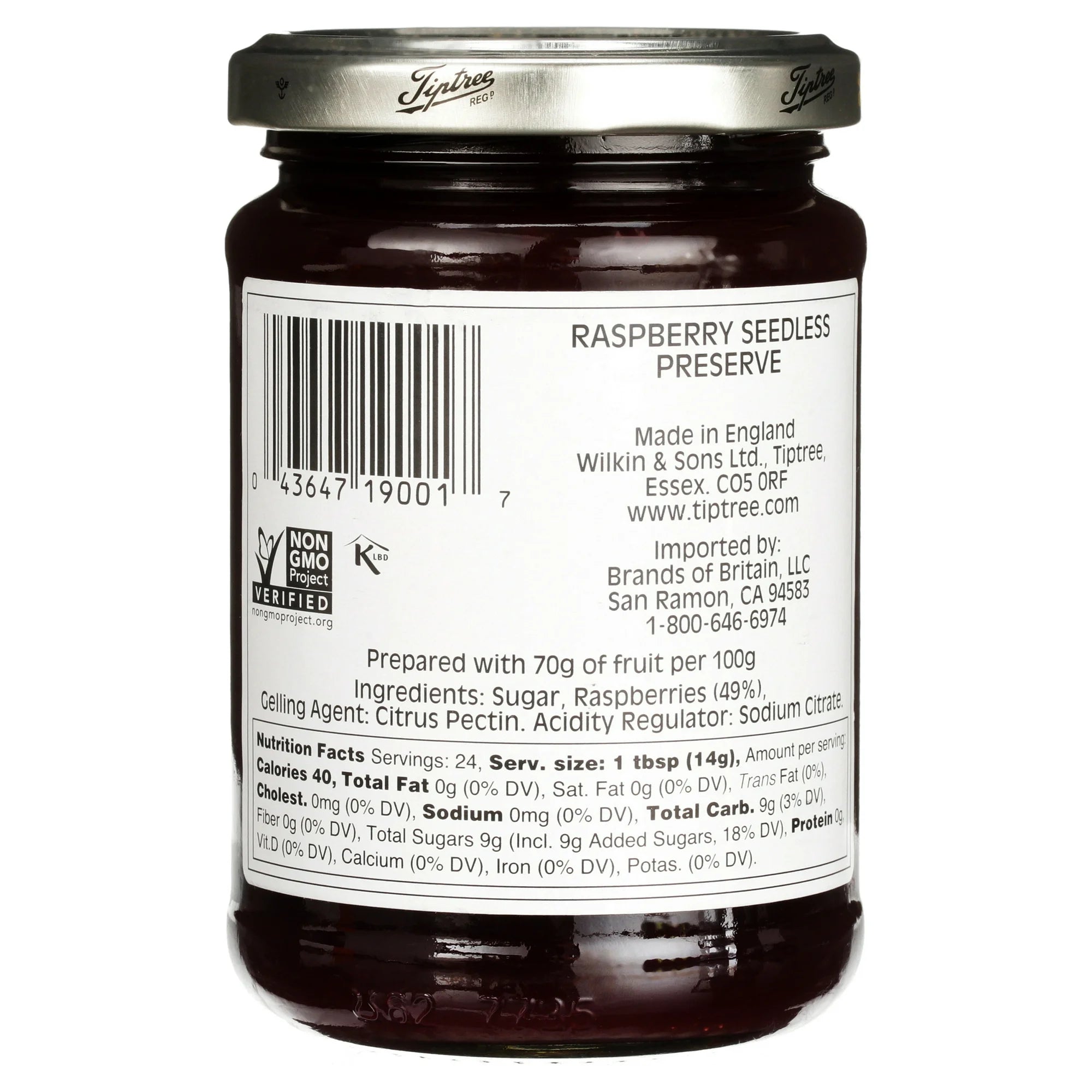 Tiptree Raspberry Seedless Preserve, 12oz