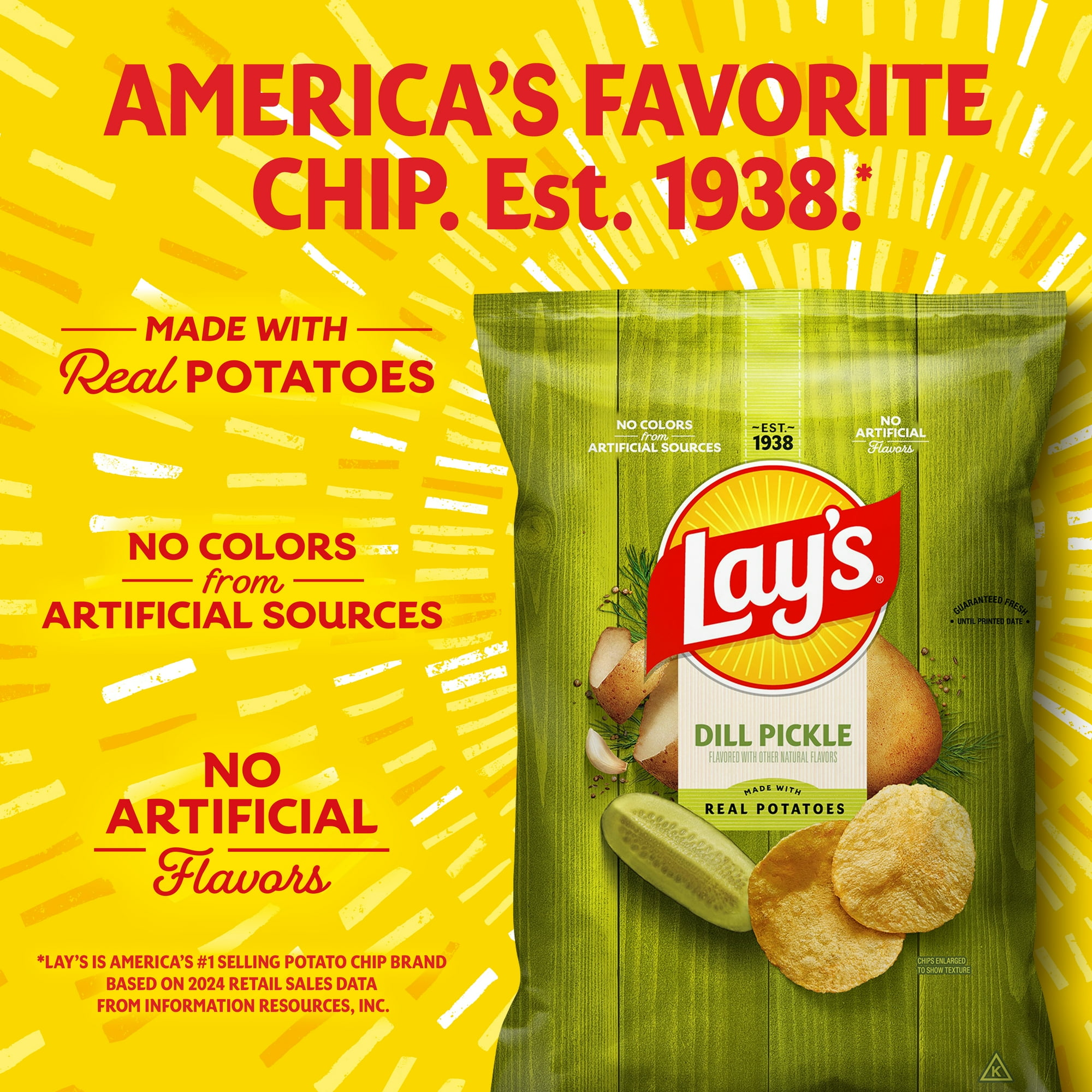 Lay's Dill Pickle Potato Snack Chips, 7.75 oz Bag
