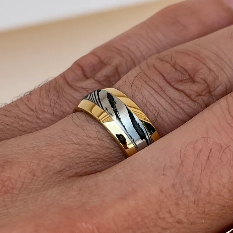 8mm Damascus Steel Wedding Ring - Jeglowstore
