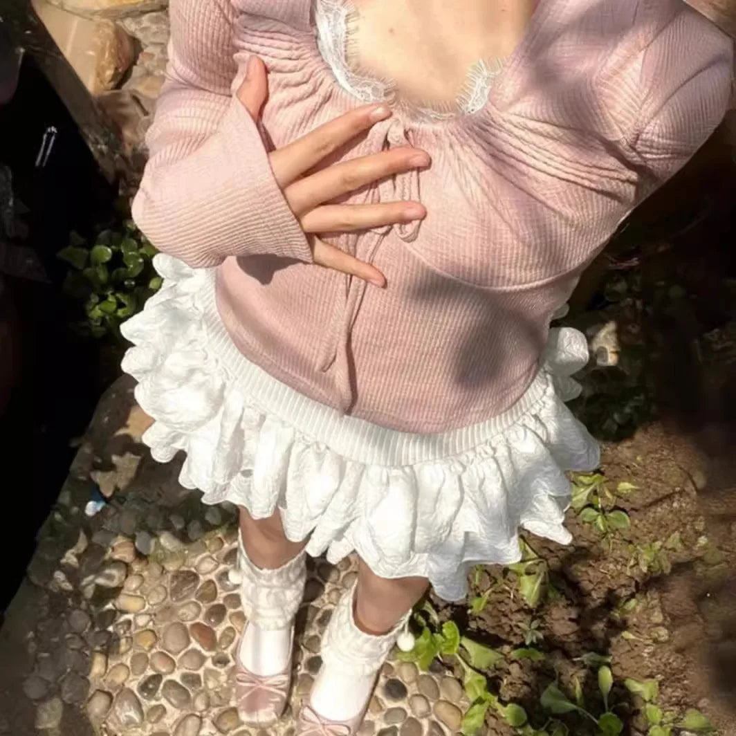 High Waist Layered Ruffle Mini Skirt