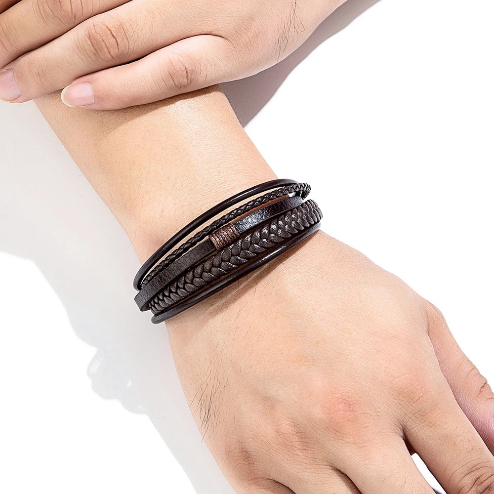 Men’s Party Leather Bracelet Gift - Jeglowstore