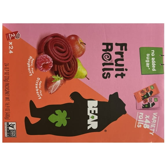 Bear Snacks No Sugar Added Fruit Rolls, Variety Pack (48 Count)