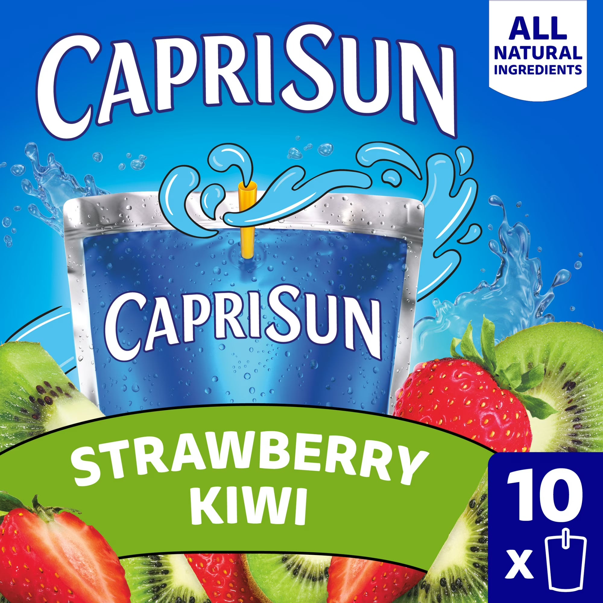 Capri Sun Strawberry Kiwi Flavored with other natural flavor Juice Drink Blend, 10 ct Box, 6 fl oz Pouches