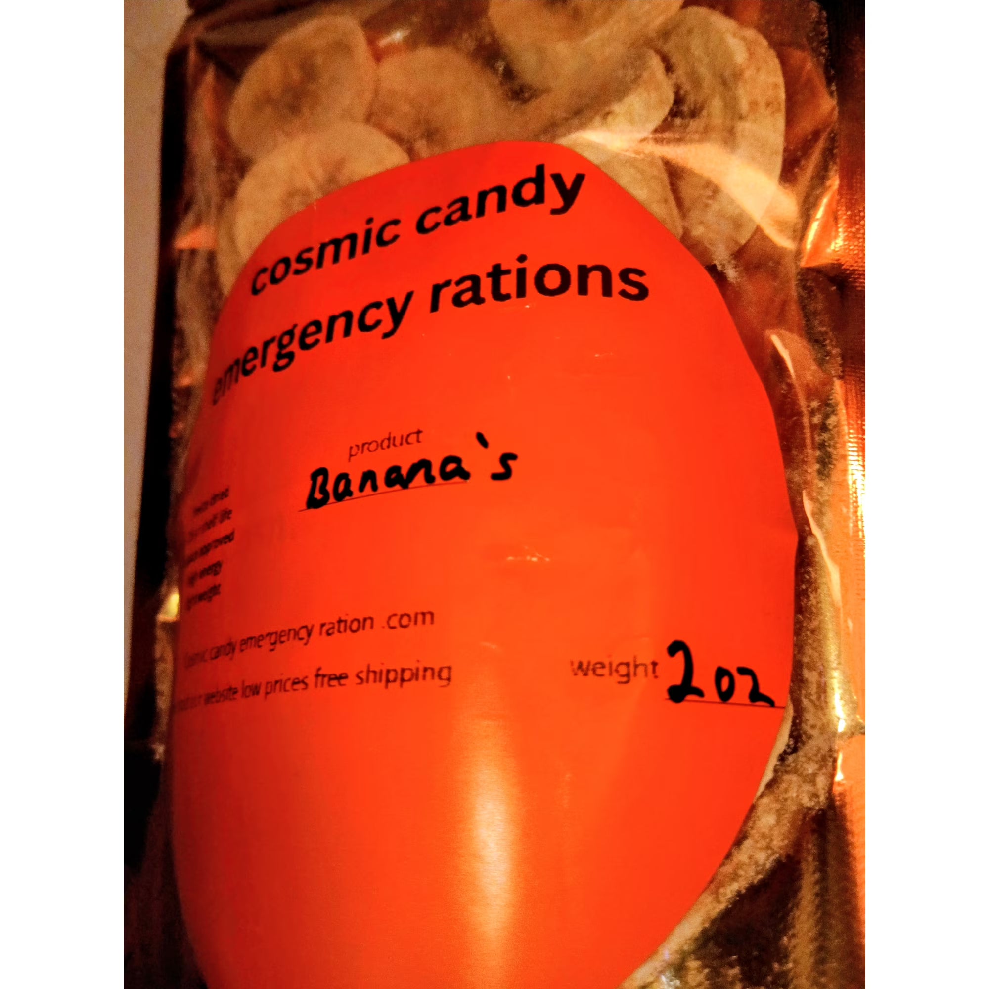 Cosmic Candy Emergency Ration freeze dried bananas 2 oz bag