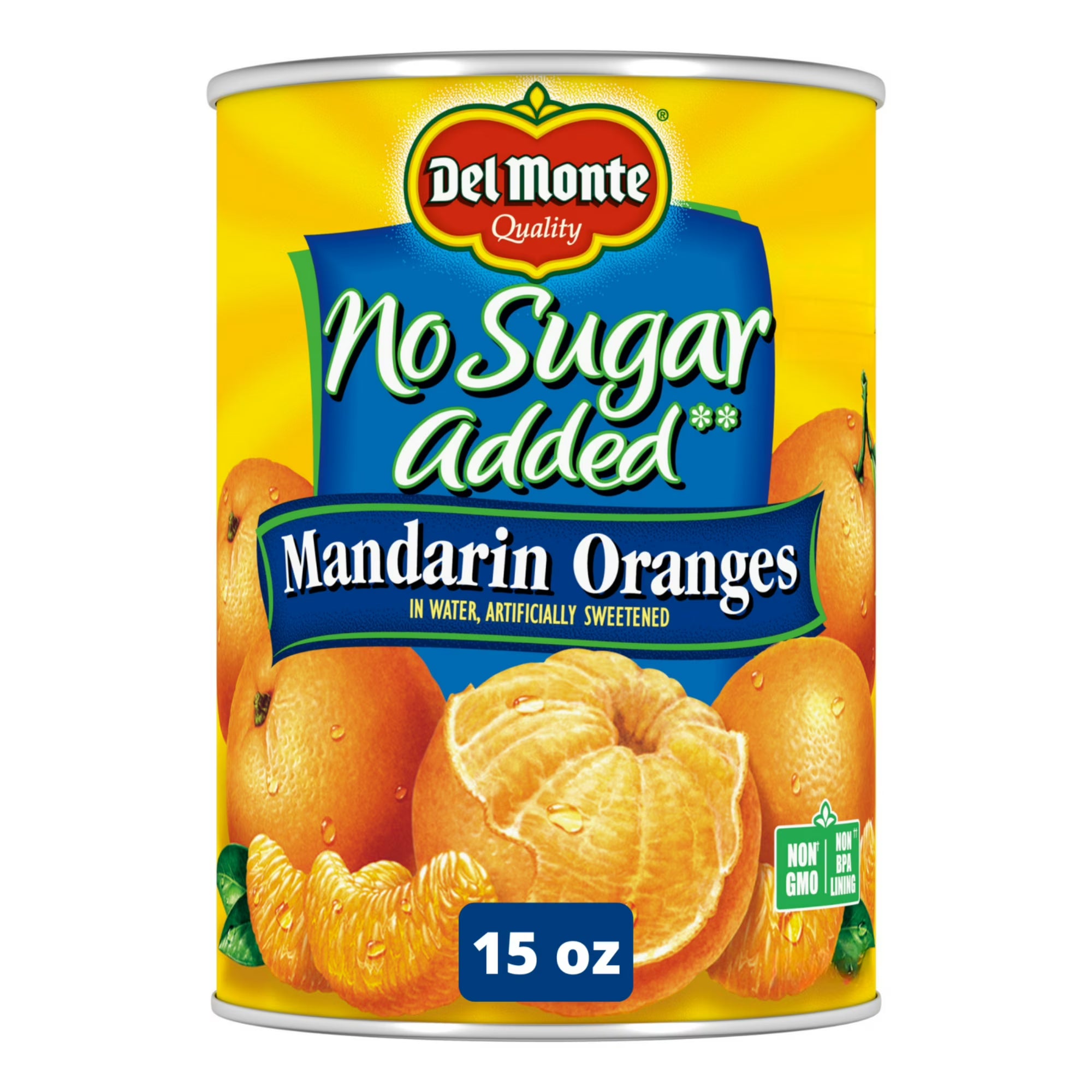 Del Monte No Sugar Added Mandarin Oranges, 15 oz Can, Canned Fruit