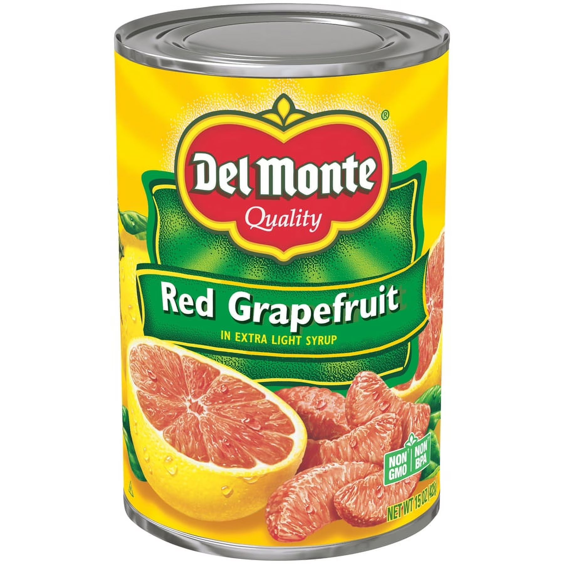 Del Monte Red Grapefruit Sections, Light Syrup Canned Fruit 15 oz Can (Pack of 2)