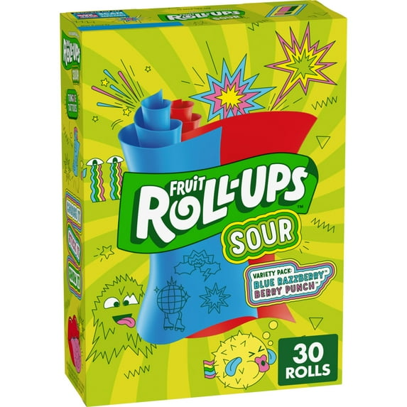 Fruit Roll-Ups Sour Fruit Flavored Snacks, Variety Pack, 15 oz (30 Count)