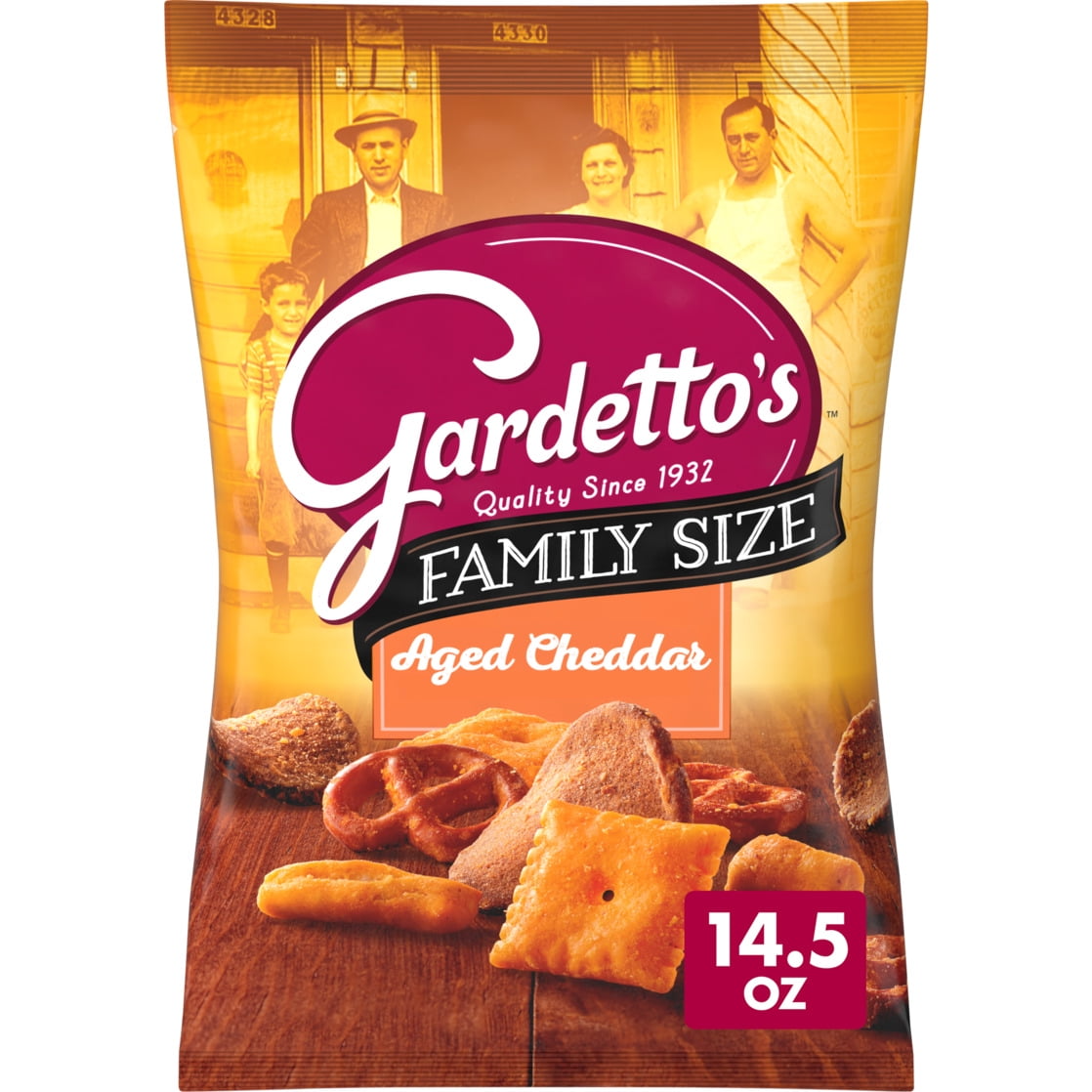 Gardetto's Snack Mix, Aged Cheddar, Family Size Pub and Party Mix, 14.5 oz Bag