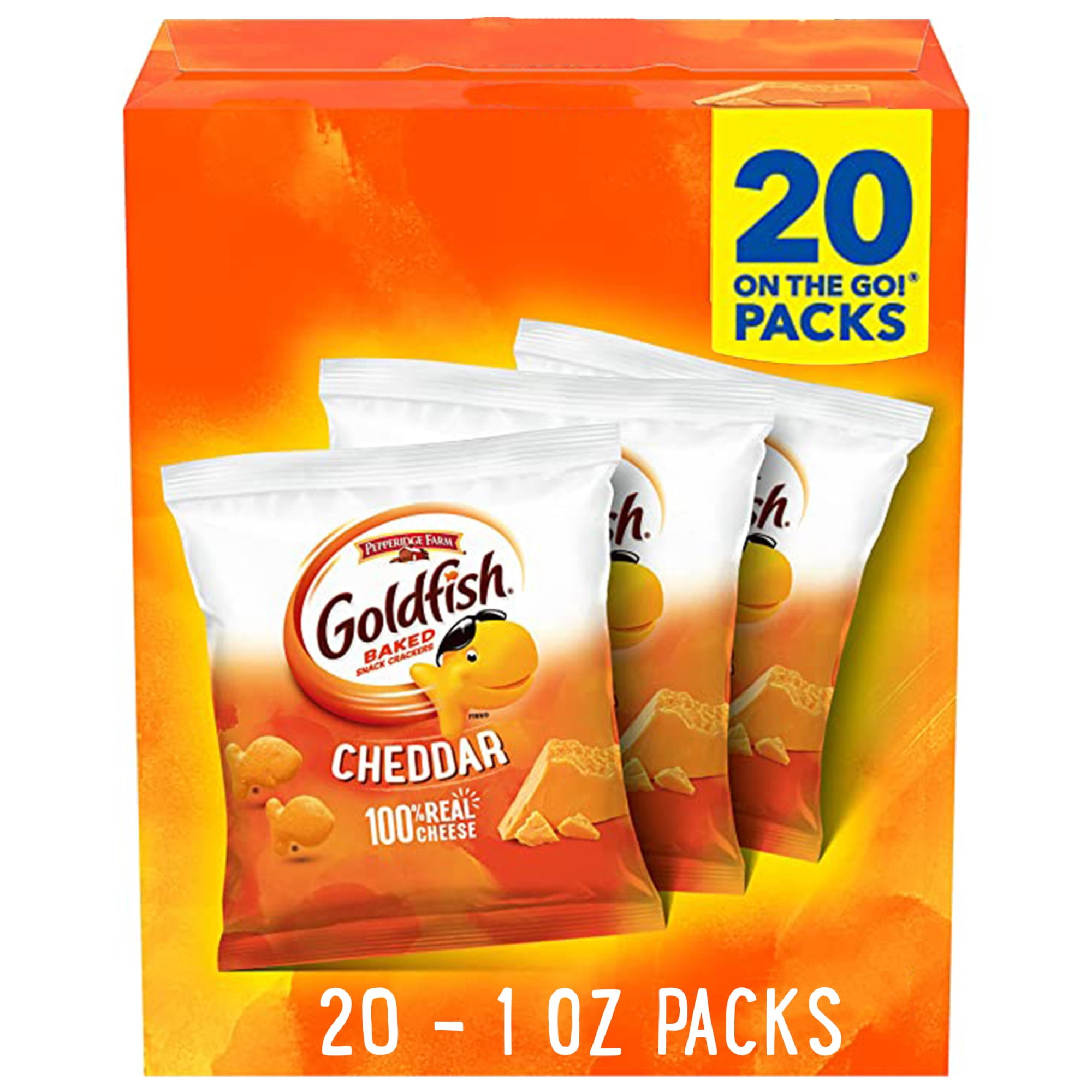 Goldfish Cheddar Cheese Crackers, Baked Snack Crackers, 1 oz on-The-Go Snack Packs