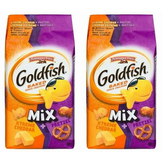 Goldfish Mix Xtreme Cheddar and Pretzel Crackers, 180g (2 Pack)