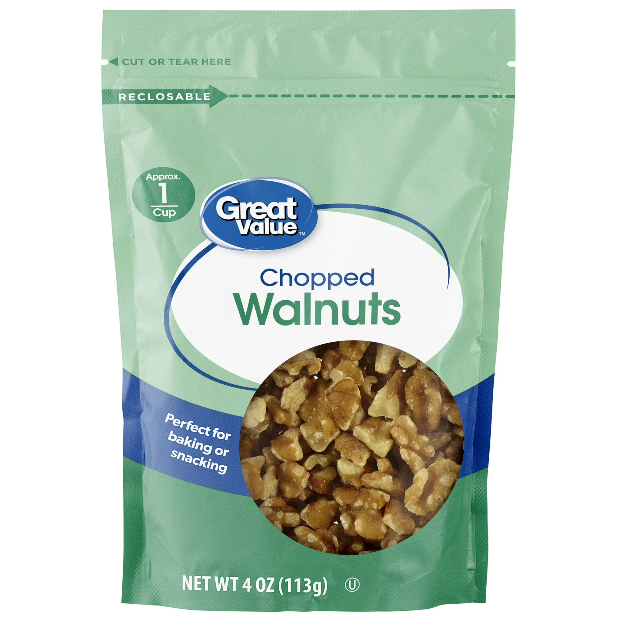 Great Value Chopped Walnuts Perfect for snacking 4 oz