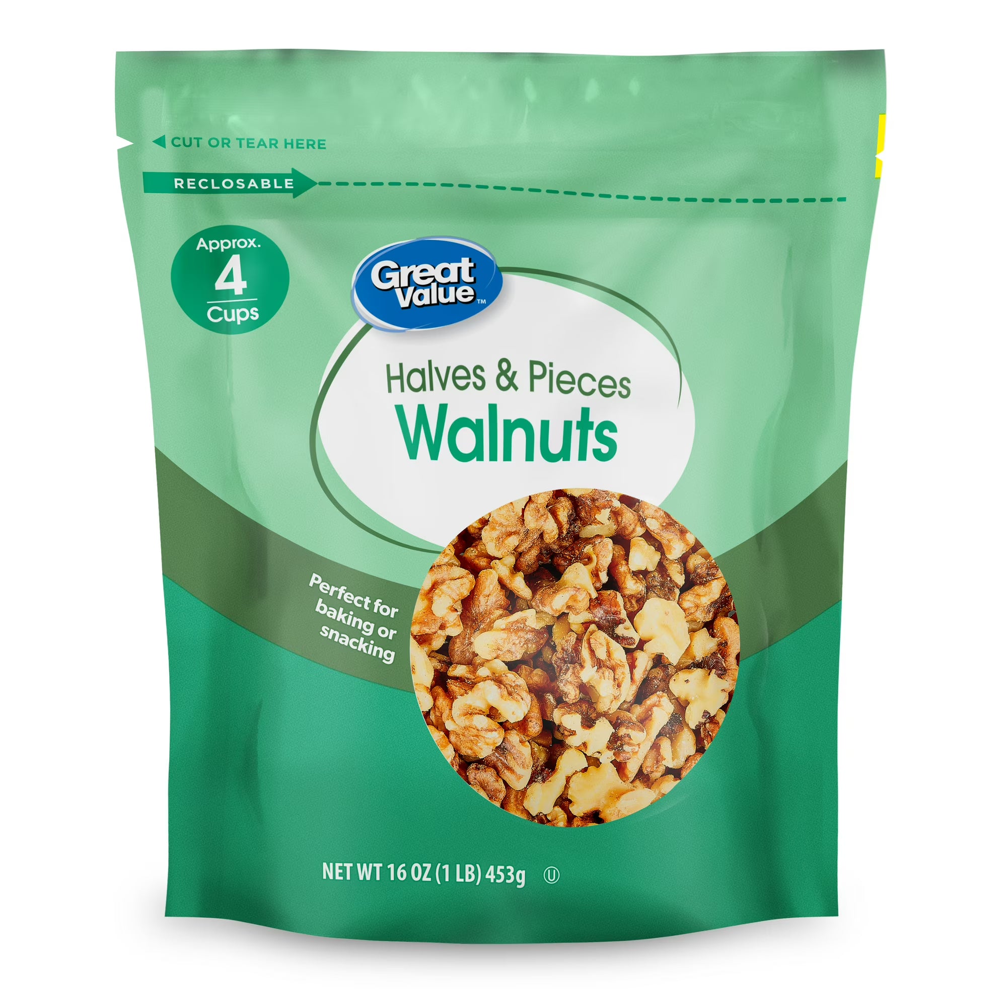 Great Value Walnuts Halves & Pieces 16 oz
