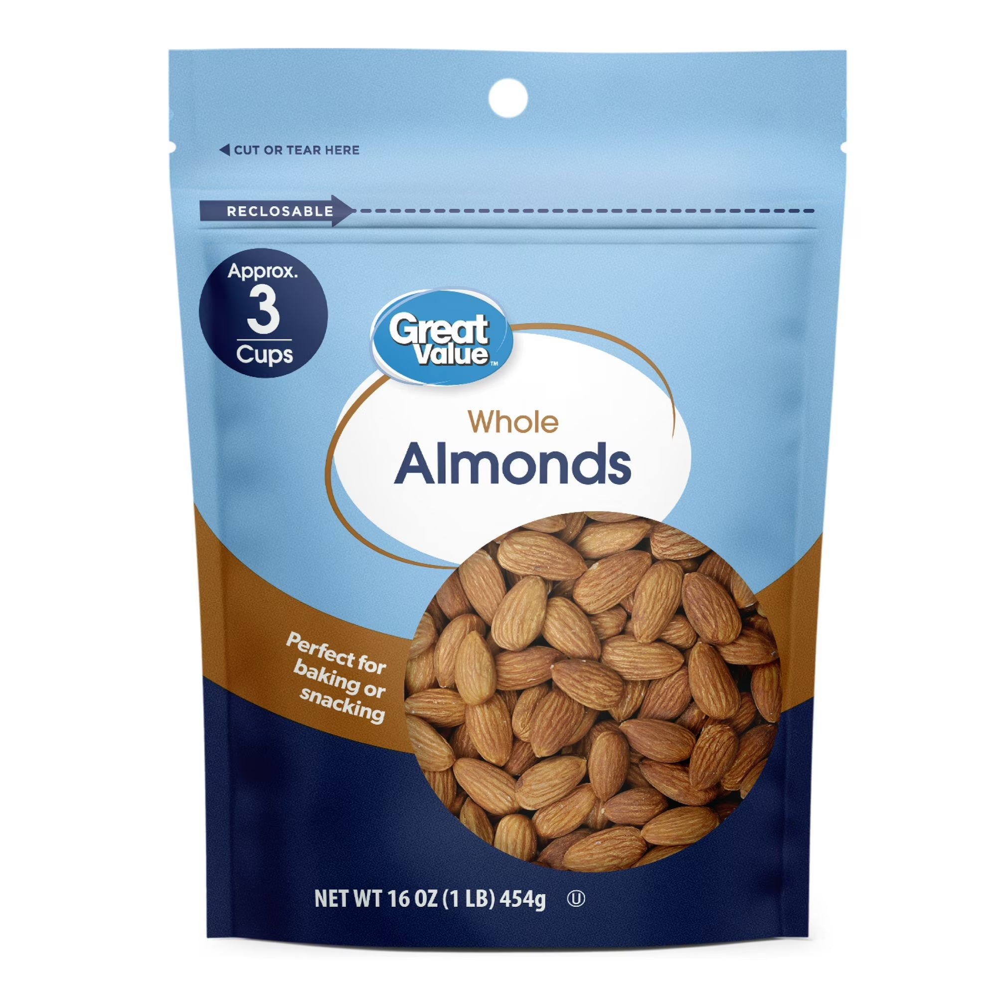 Great Value Whole Almonds, 16 oz