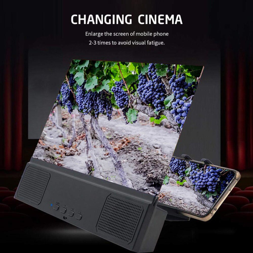 Phone Screen Magnifier With Bluetooth-Compatible Speaker 12-Inch 3D HD Movie Magnifier For iPhone 11 Pro For Samsung Galaxy S9