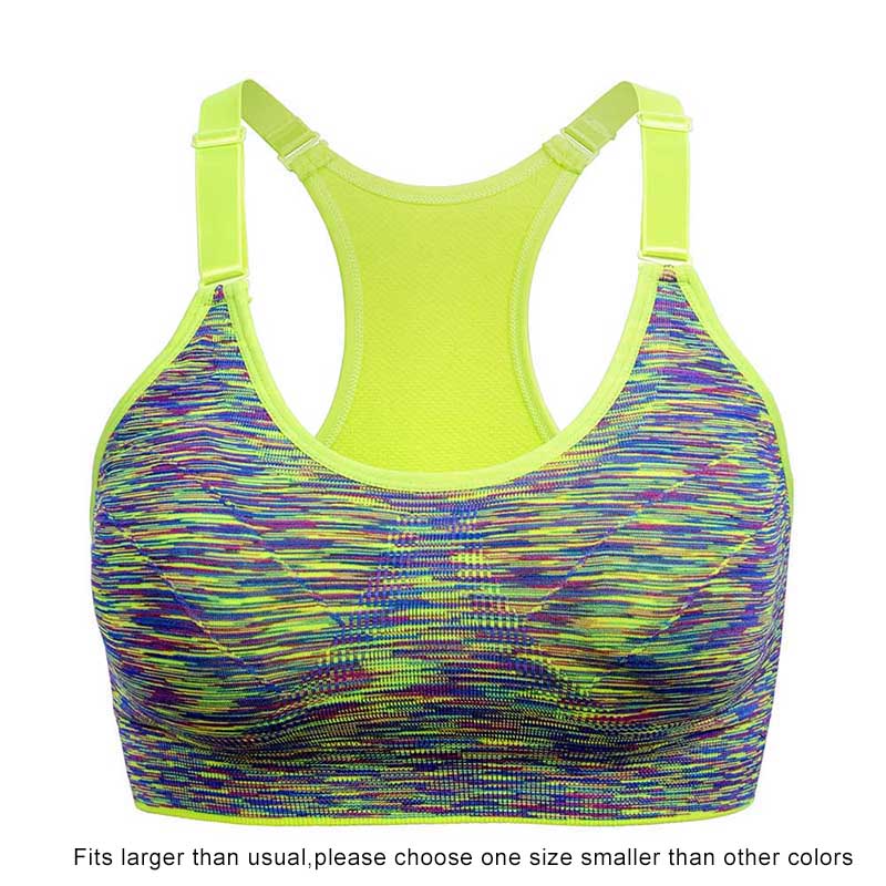 WANAYOU Women Sports Bra,Adjustable Spaghetti Strap Padded Top For Fitness Running Gym Athletic,Seamless Yoga Sports Bra Top
