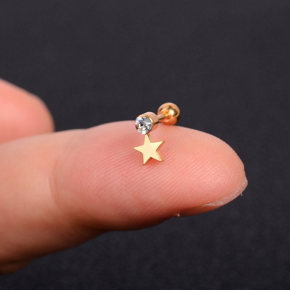 1Pcs Mini Stainless Steel Ear Tragus Cartilage Helix Piercing Butterfly Daisy Crown Snowflake Star Cross Enamel Studs Earring