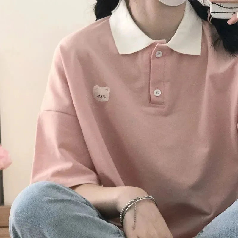 Women’s Cute Cotton Polo T-Shirt - Jeglowstore