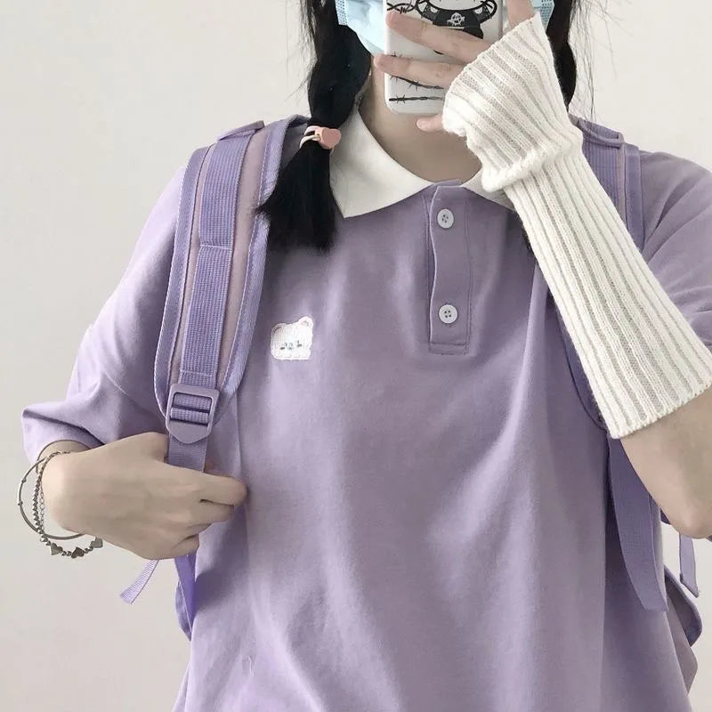 Women’s Cute Cotton Polo T-Shirt - Jeglowstore