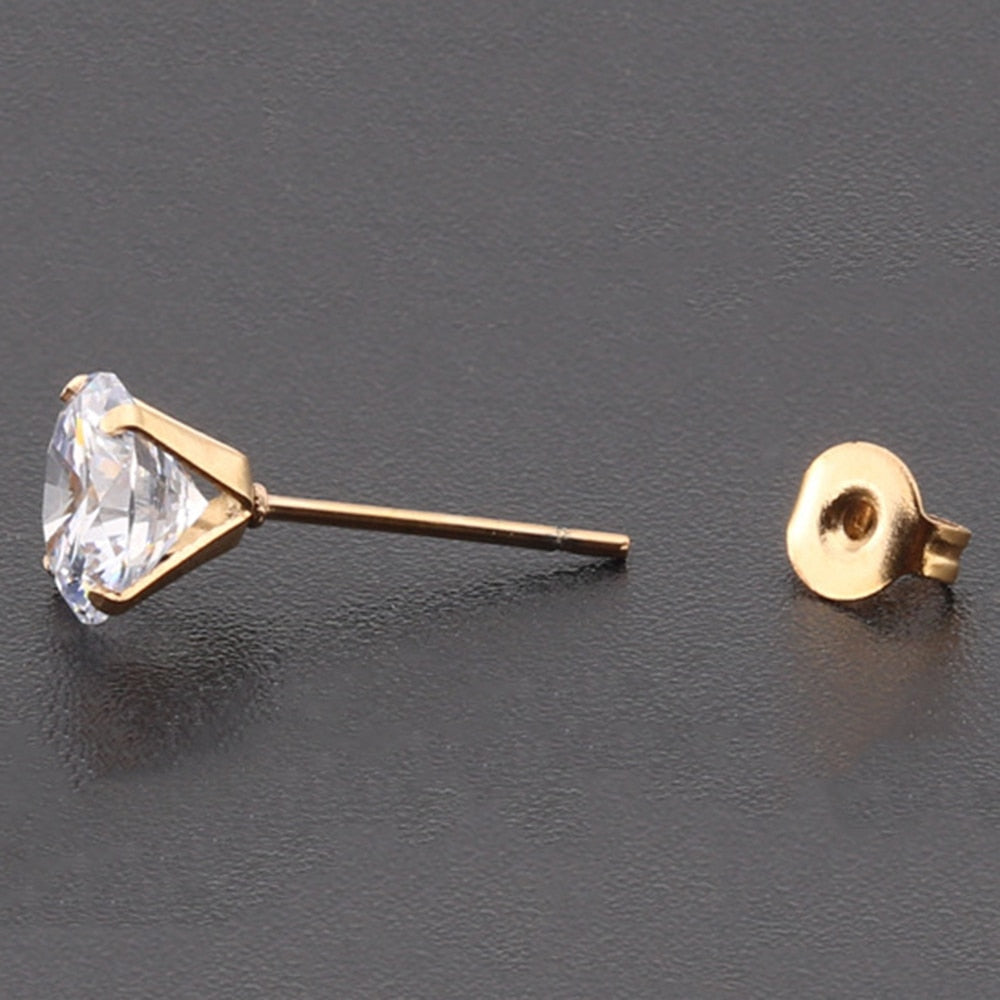 1 Pair Medical Stainless steel Ear Studs Earrings For Women 4 Prong Tragus Cartilage Piercing Jewelry