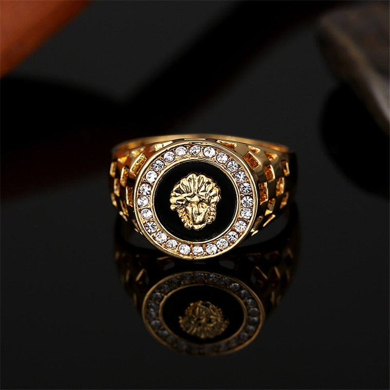 NurmWung Korean Creative Medusa Ring for Men Inlaid With Zircon Fashion Domineering Rings Female Punk Style Jewelry Gifts