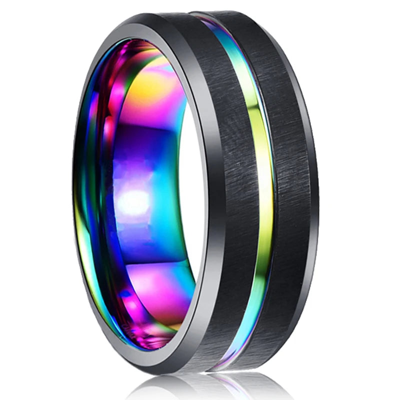 Men’s 8mm Black Titanium Wedding Ring - Jeglowstore
