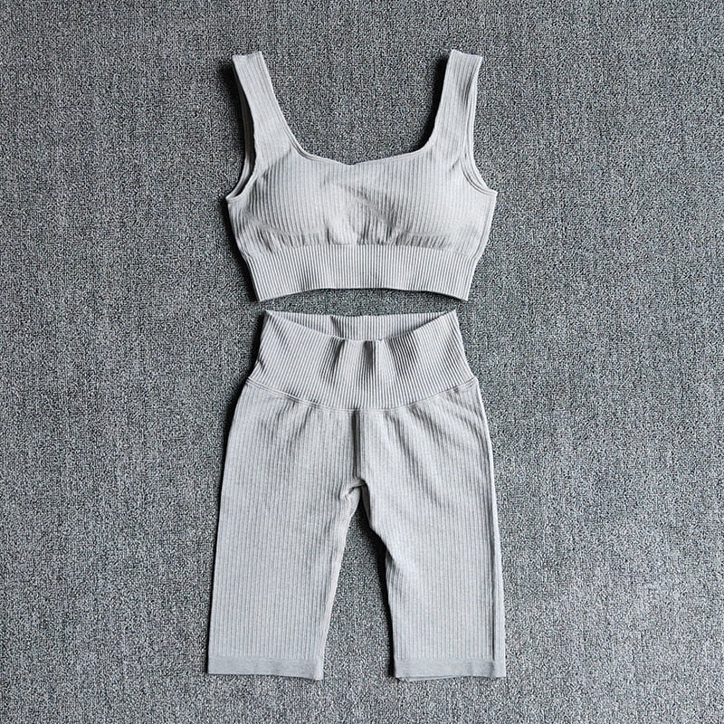 WAREBALL Seamless Women Yoga Set Sports Bra Sports Shorts Fitness Wear Outfit 2 Piece Gym Yoga Sets Workout Suits