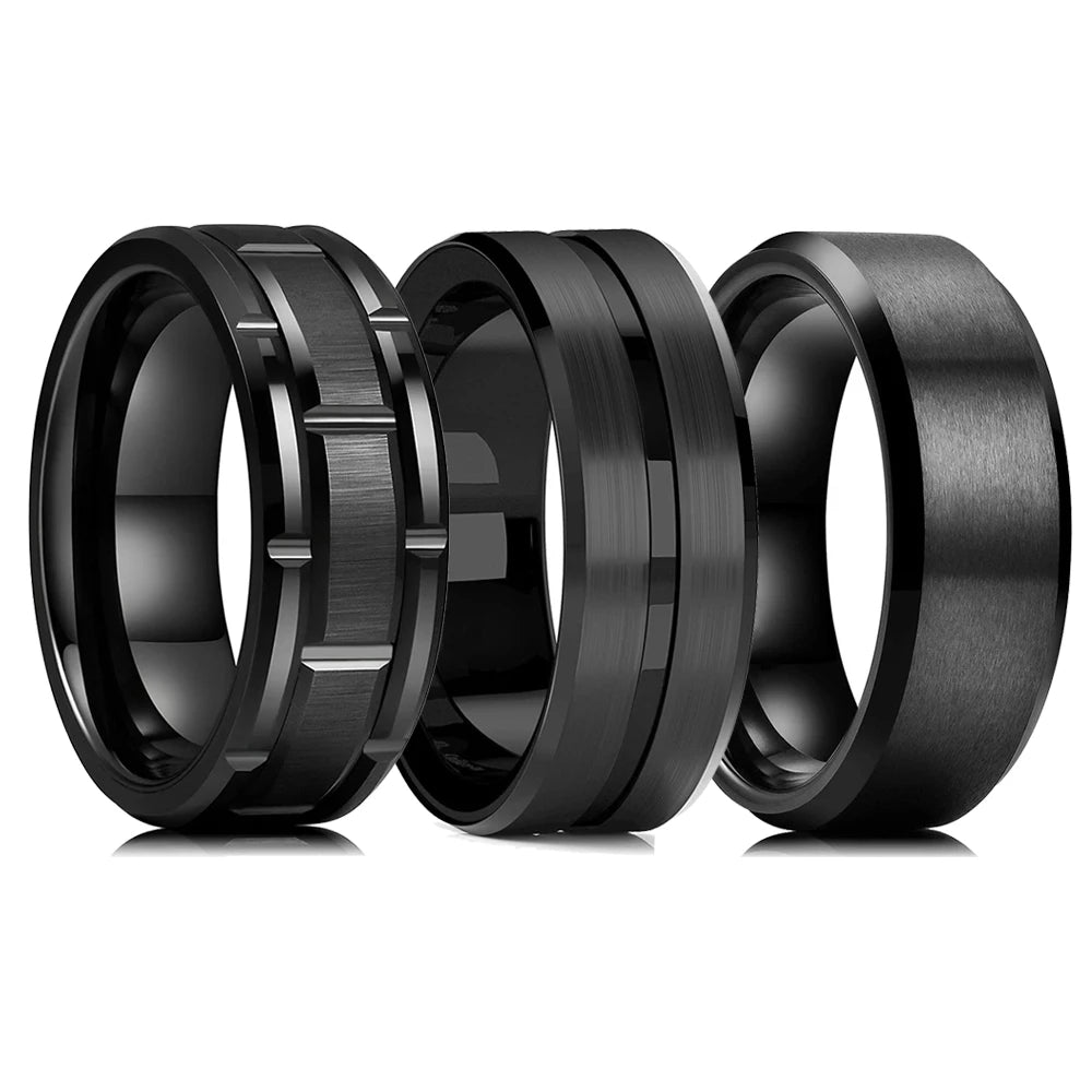 Men’s 8mm Black Titanium Wedding Ring - Jeglowstore