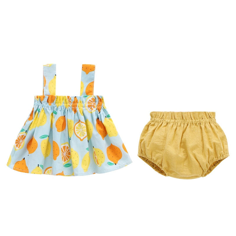 Lawadka Summer Thin Newborn Baby Clothes For Girls Set Print Mini Dress And PP Shorts 2Pcs Set Infant Baby Clothing Outfit 2023
