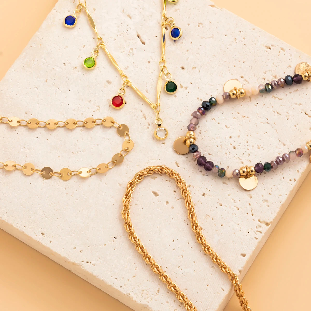 Rainbow Crystal Tassel Choker - Jeglowstore