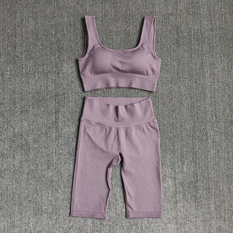 WAREBALL Seamless Women Yoga Set Sports Bra Sports Shorts Fitness Wear Outfit 2 Piece Gym Yoga Sets Workout Suits