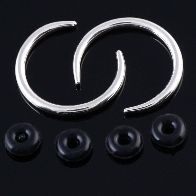 1pc Surgical Steel OX Horn Vintage Nose Septum Ring Hoop Ear Clicker Horseshoe Ear Taper Piercing Earring Body Jewelry 16G & 14G